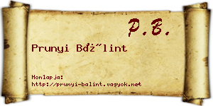 Prunyi Bálint névjegykártya